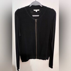 CAbi zip sweater, black, size L